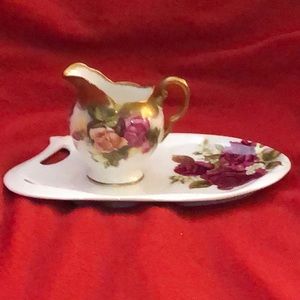 Royal Chelsea vintage porcelain creamer and saucer